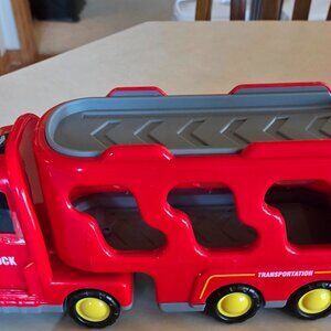 Red Toy Fire Truck Carrier With 8 Hot Wheels (257)
